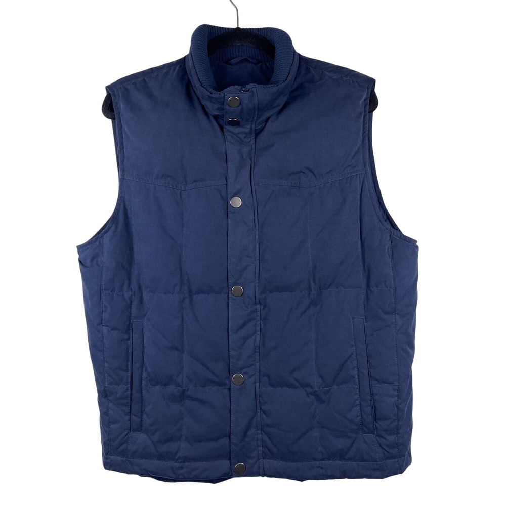 Roundtree & Yorke Outdoors Navy Puffer Vest Men's Medium Quilted Snap Zip - Picture 2 of 13